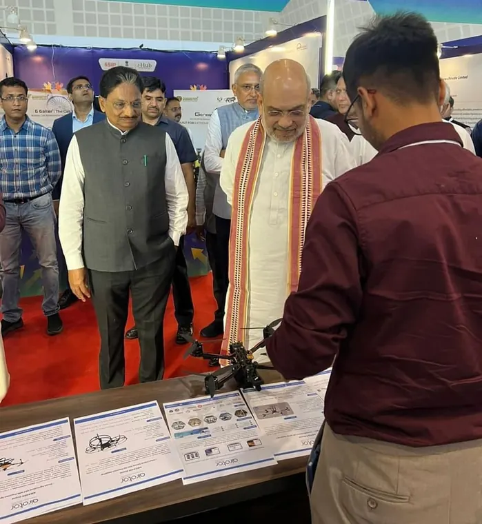 AiRotor Labs presenting drone technology to Union Home Minister Amit Shah